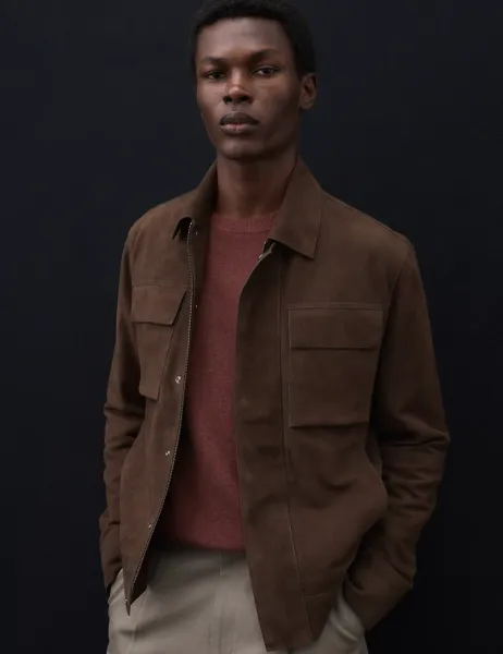 Autograph Suede Trucker Jacket Bitter Chocolate