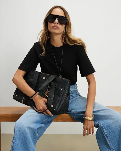 River Island Embossed Monogram Tote Bag