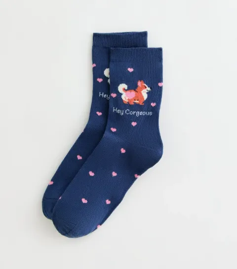 Navy Hey Corgeous Socks