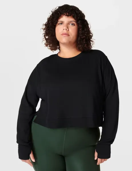 After Class Cotton Blend Crop Sweatshirt Black