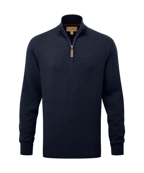 Schöffel Country Calton Cotton Cashmere Quarter Zip Jumper - Navy