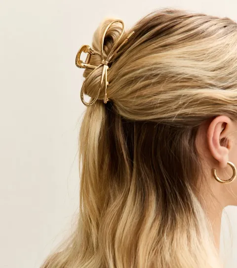 Gold Tone Bow Claw Clip