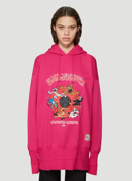 Oversized Cartoon Embroidered Hooded Sweatshirt
