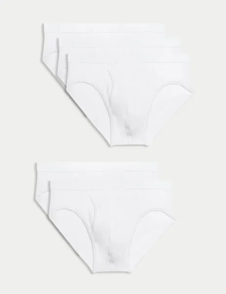 Marks & Spencer 5 Pack Cotton Stretch Cool & Fresh Briefs White