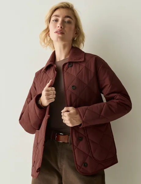 Regatta Checked Quilted Collared Jacket Burgundy