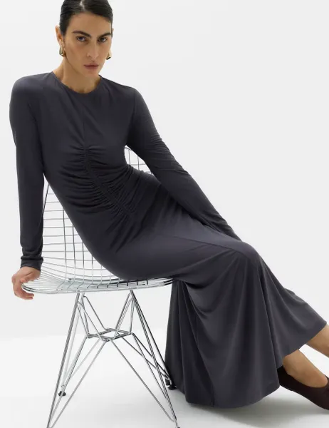 Marks & Spencer Jersey Ruched Midi Column Dress Grey