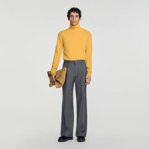 Wide-leg wool suit trousers