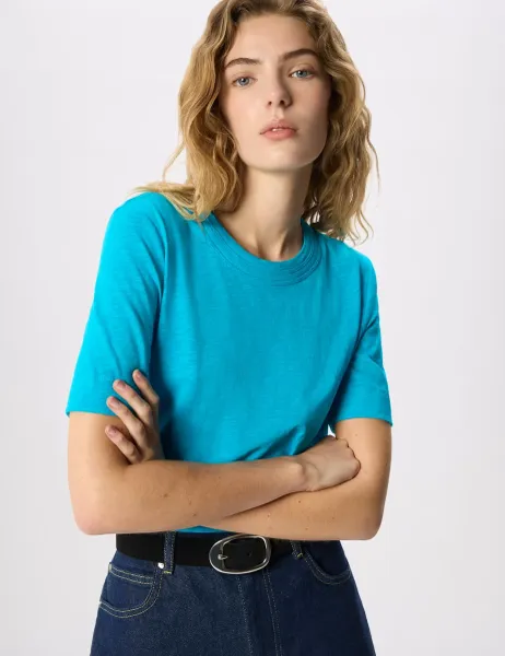 Whistles Rosa Double Trim Tee Turquoise