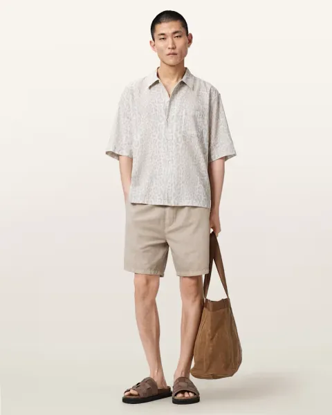 Cruz Leo Oversized Short Sleeve Linen Blend Shirt