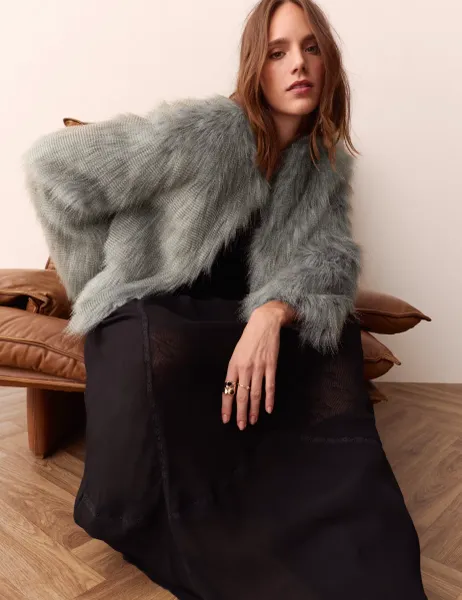 Per Una Faux Fur Cropped Jacket