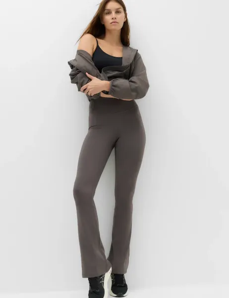 Goodmove Essential High Waisted Flared Leggings Mid Grey