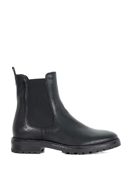 Dune London Leather Chelsea Block Heel Boots Black