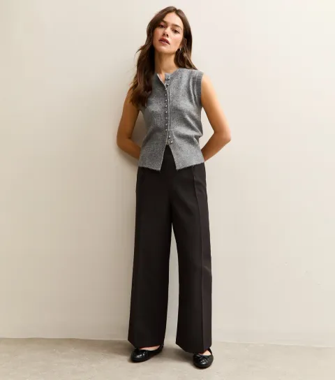 Women's Petite Black Tailored Pull On Trousers