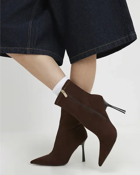 River Island Heeled Sock Ankle Boots