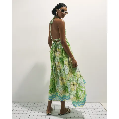 River Island Cotton Tropicana Plunge Maxi Dress