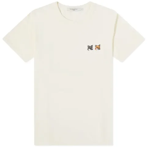 Maison KitsunÃ Double Fox Head Patch T-Shirt