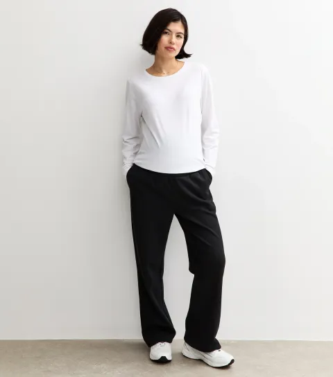 Women's Maternity Black Wide Leg Jogger Trousers