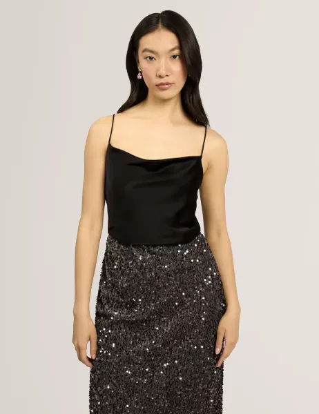 Ted Baker Satin Cowl Neck Cami Top Black
