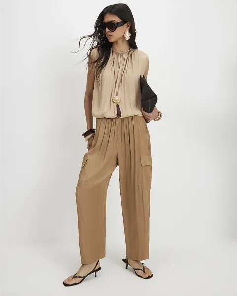 River Island Satin Cargo Trousers