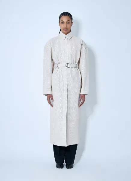 Leather Perforated Trench Coat