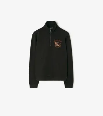 Knight Check Cotton Half-zip Sweatshirt in Chocolate brown