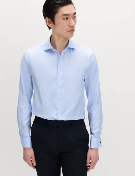 M&S SARTORIAL Extra Slim Fit Luxury Cotton Twill Shirt Blue