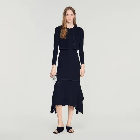 Decorative pointelle cardigan