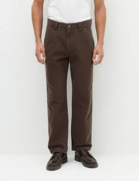 Marks & Spencer Loose Fit Pure Cotton Utility Trousers Chocolate