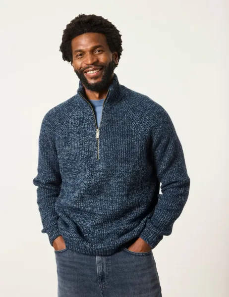FatFace Funnel Neck Half Zip Jumper Blue