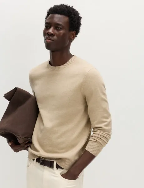 Marks & Spencer Air Yarn Crew Neck Jumper Beige
