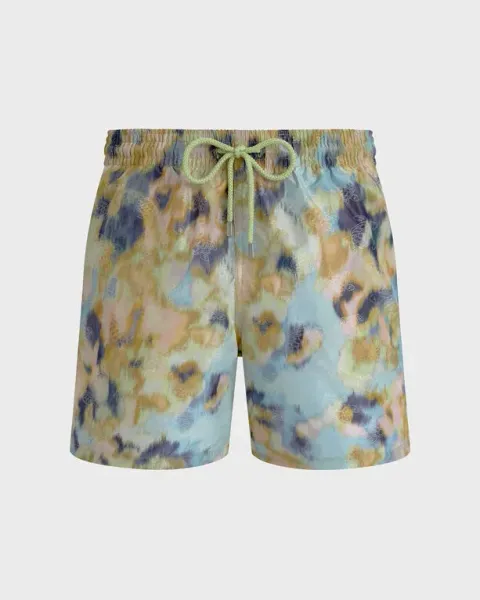 Vilebrequin Men Silk Swim Shorts Blurred Nymphea