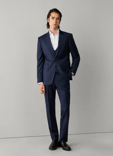 Wool Sharkskin Trousers - Woven in Italy