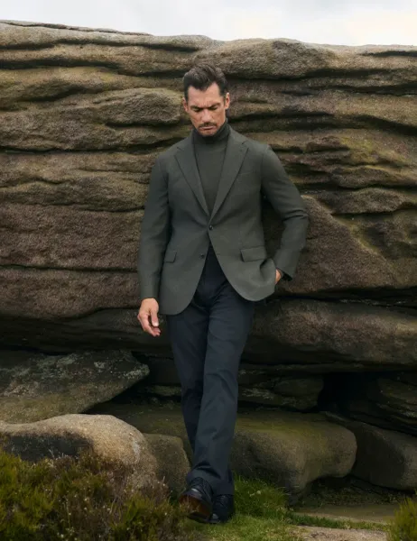 Jaeger Tailored Fit Wool Rich Twill Blazer Green
