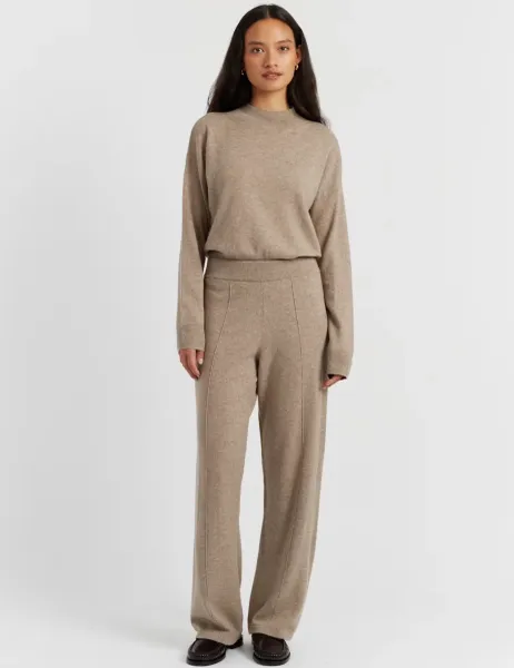Chinti & Parker Wool Rich Wide Leg Joggers Stone