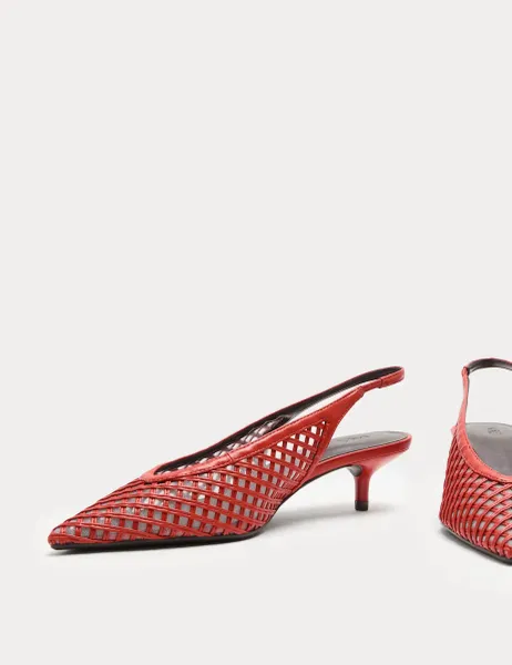 Marks & Spencer Woven Slip On Kitten Heel Slingback Shoes Orange