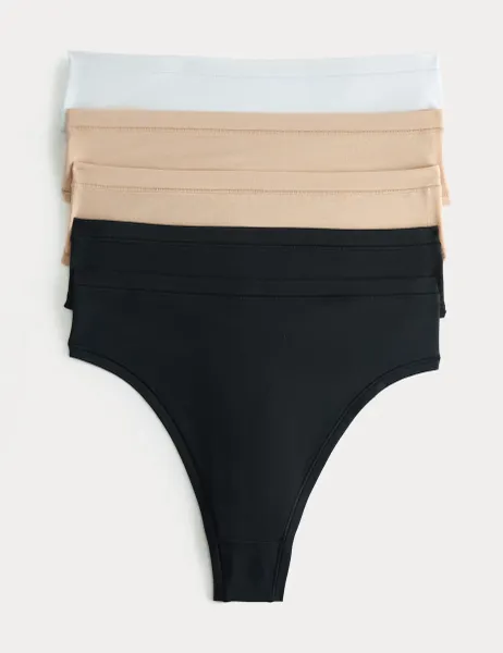 Marks & Spencer 5 Pack Flexifit Modal Rich Thongs Black Mix