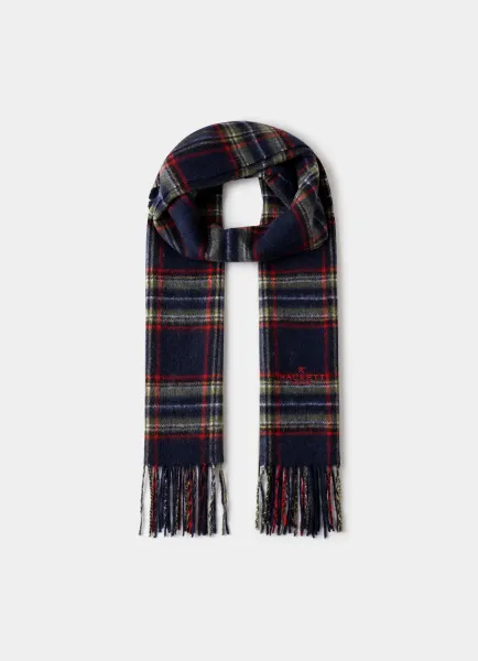 Hackett Wool-Cashmere Branded Plaid Scarf