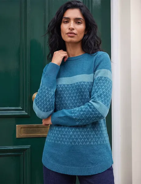 Roman Striped Jumper Teal