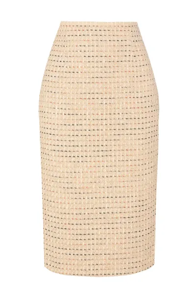 Longer Length Penelope Skirt in Camel Tweed