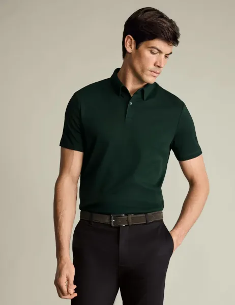 Charles Tyrwhitt Pure Cotton Polo Shirt Dark Green