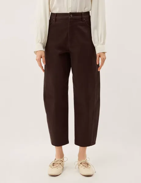 Monsoon High Waisted Barrel Cropped Jeans Chocolate