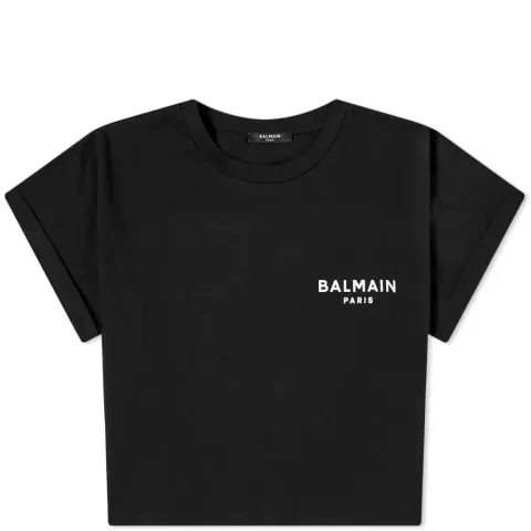 Flock Detail Crop T-Shirt