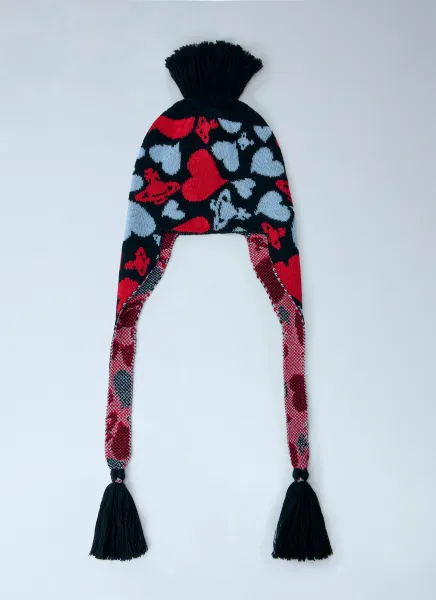 Vivienne Westwood Hearts and Orb Flap Knit Cap