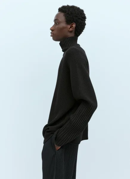 High Neck Rustic Knit Sweater