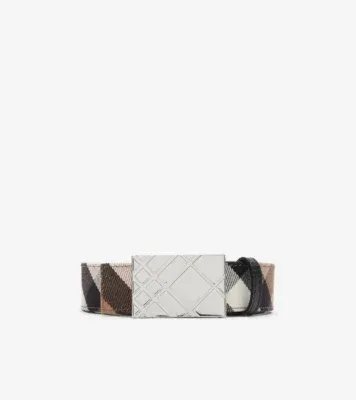 Reversible Engraved Check Belt in Black