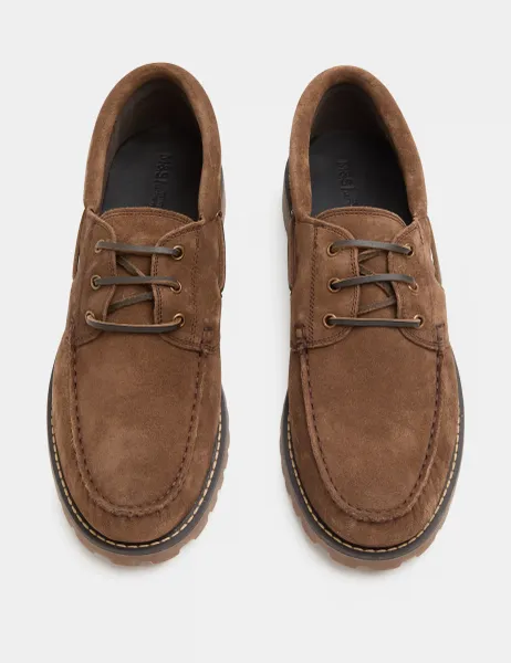 Marks & Spencer Chunky Sole Suede Deck Shoes Brown