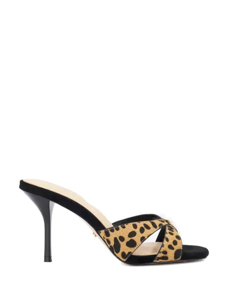 Dune London Animal Print Stiletto Mule Shoes Brown Mix