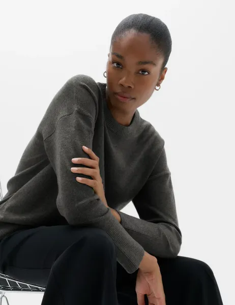 Marks & Spencer Air-Yarn Oversized Longline Jumper Dark Grey