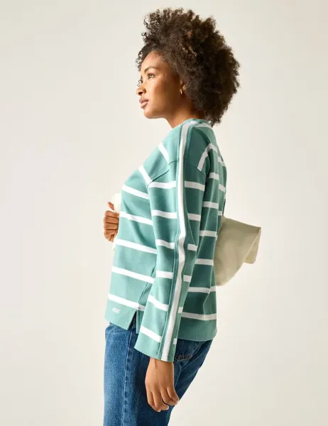 Regatta Avira Cotton Rich Striped Sweatshirt Green Mix