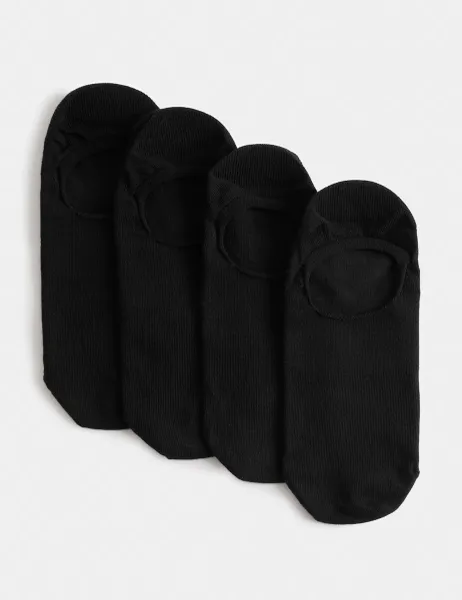 Marks & Spencer 4pk Cotton Rich Invisible Trainer Liners Black